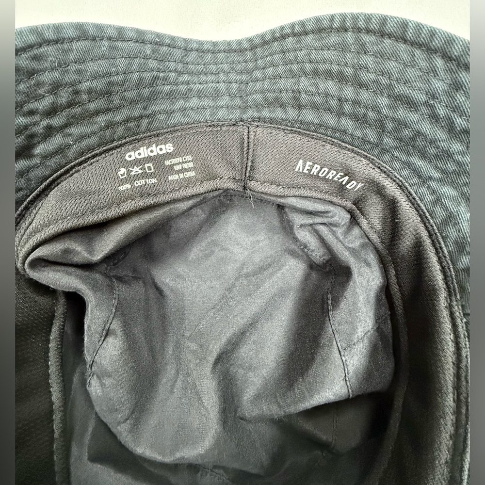 Adidas Denim Black Bucket Hat with White Logo Y2K - Picture 5 of 8